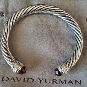 David Yurman Classic Cable Sterling Silver Bracelet Morganite and Diamonds